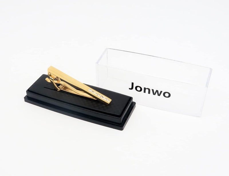 Jonwo Men's Crystal Tie Clip Silver Tone Tie Bar for Gentleman Regular Necktie Tie Clip for Business Anniversary - Image 3
